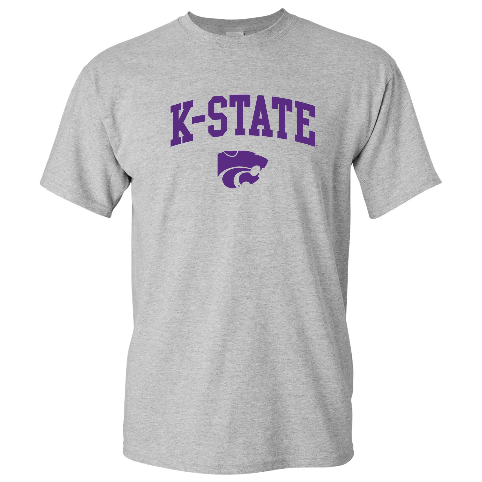 Kansas State University Wildcats Arch Logo Cotton T-Shirt Sport Grey