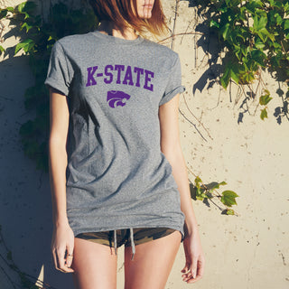 Kansas State University Wildcats Arch Logo Cotton T-Shirt - Sport Grey