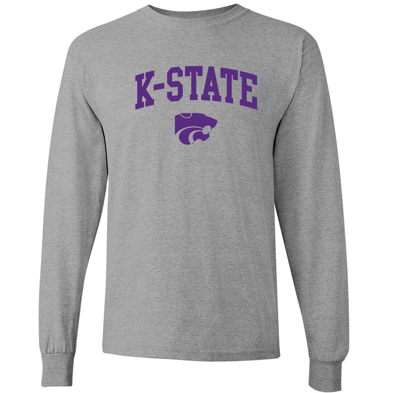 Kansas State University Wildcats Arch Logo Cotton Long Sleeve T-Shirt - Sport Grey