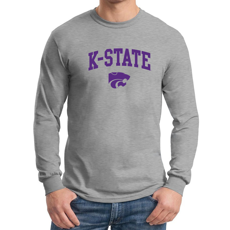 Kansas State University Wildcats Arch Logo Cotton Long Sleeve T-Shirt - Sport Grey