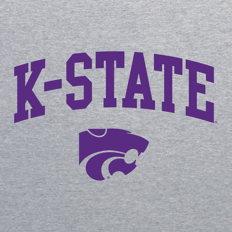 Kansas State University Wildcats Arch Logo Cotton Womens T-Shirt - Sport Grey