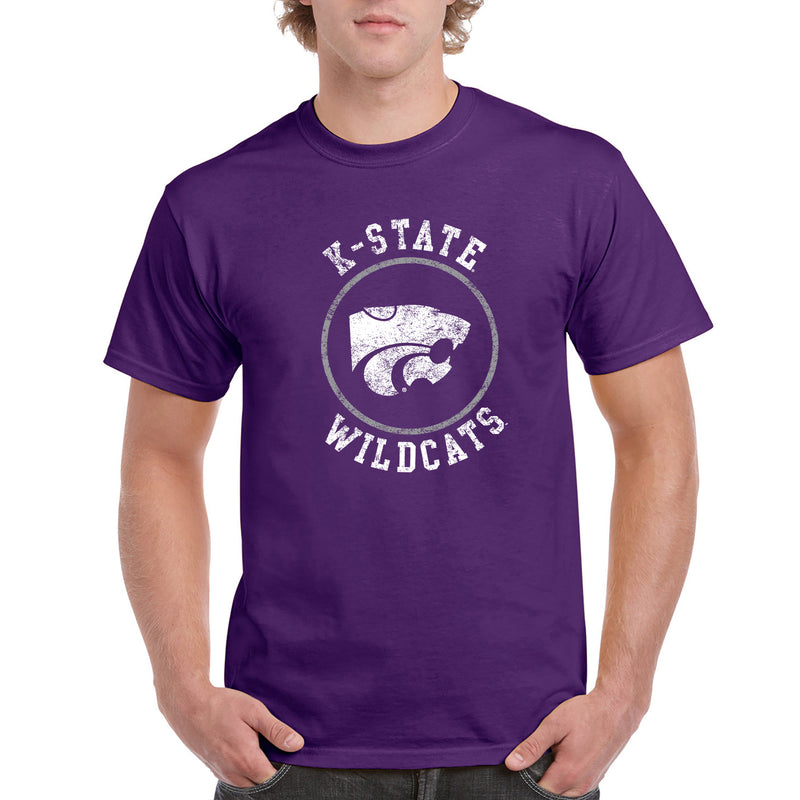 Kansas State University Wildcats Distressed Circle Logo Cotton T-Shirt - Purple