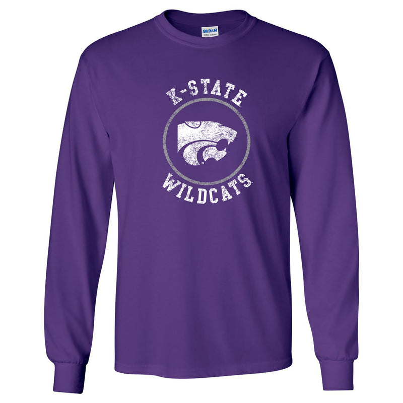 Kansas State University Wildcats Distressed Circle Logo Cotton Long Sleeve T-Shirt - Purple