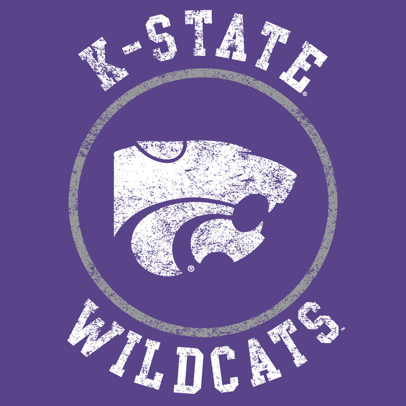 Kansas State University Wildcats Distressed Circle Logo Cotton Youth T-Shirt - Purple