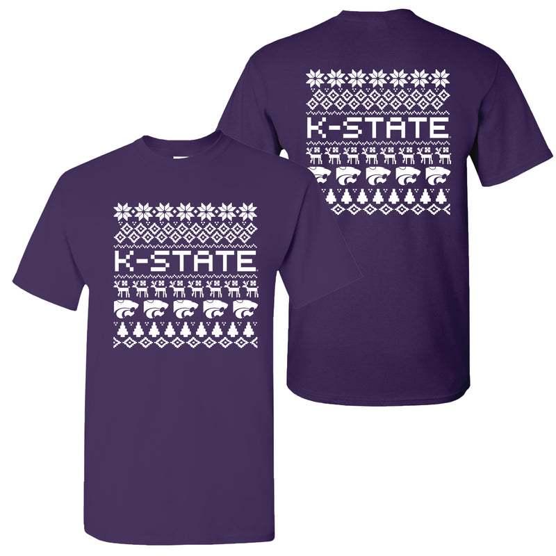 Kansas State Holiday Sweater T-Shirt - Purple