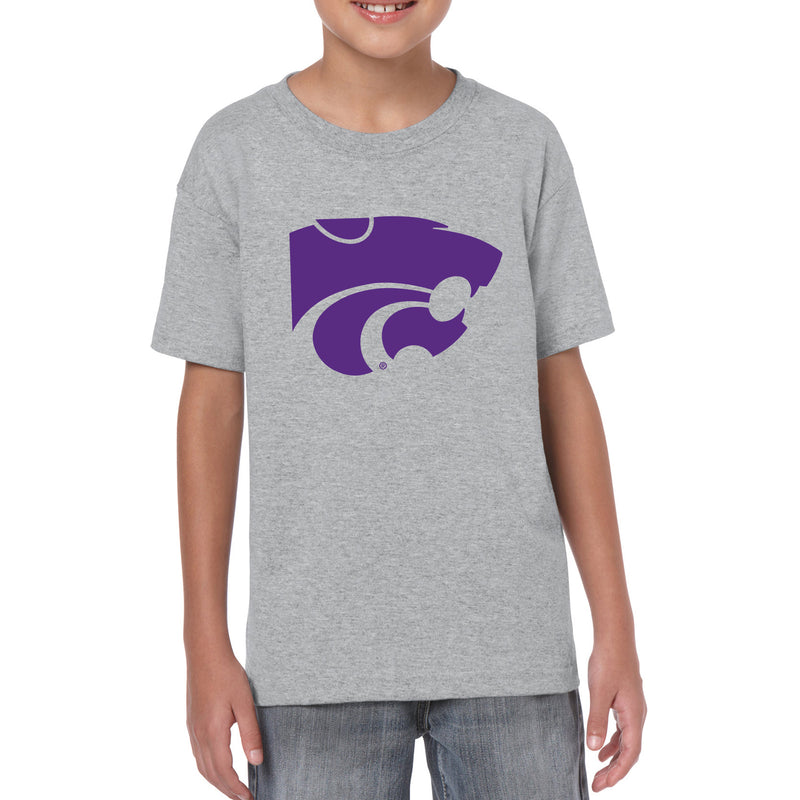 Kansas State University Wildcats Primary Logo Cotton Youth T-Shirt - Sport Grey