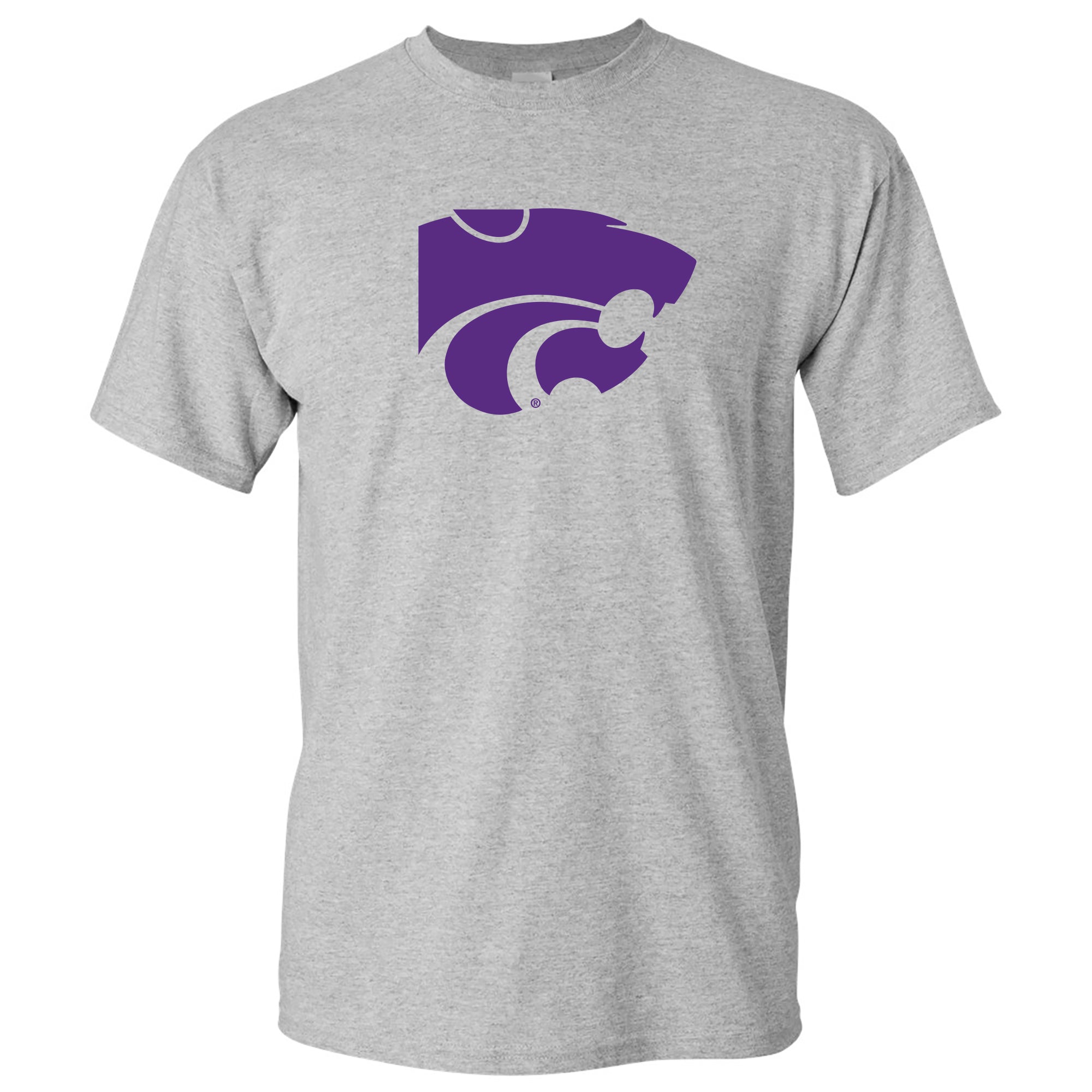 Kansas State University Wildcats Primary Logo Cotton T-Shirt Sport Grey