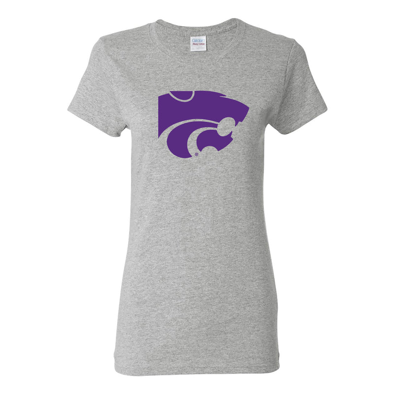 Kansas State University Wildcats Primary Logo Cotton Womens T-Shirt - Sport Grey