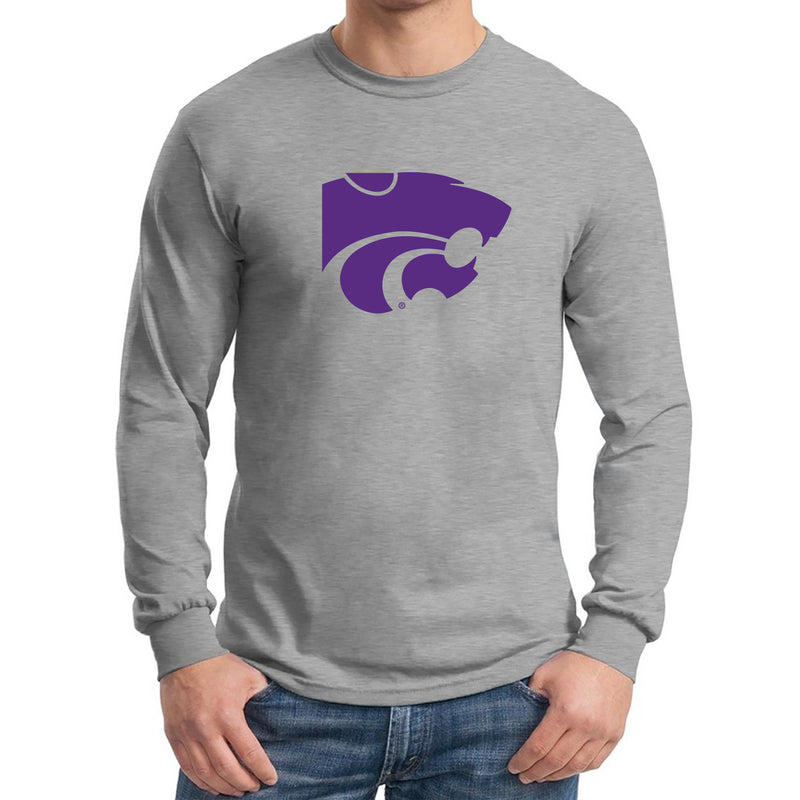 Kansas State University Wildcats Primary Logo Cotton Long Sleeve T-Shirt - Sport Grey
