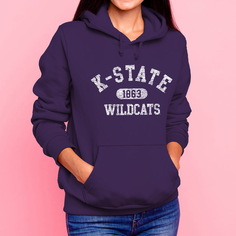 Kansas State University Wildcats Athletic Arch Logo Cotton Hoodie - Purple