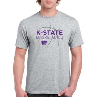 Kansas State Wildcats Basketball Sketch T Shirt - Sport Grey