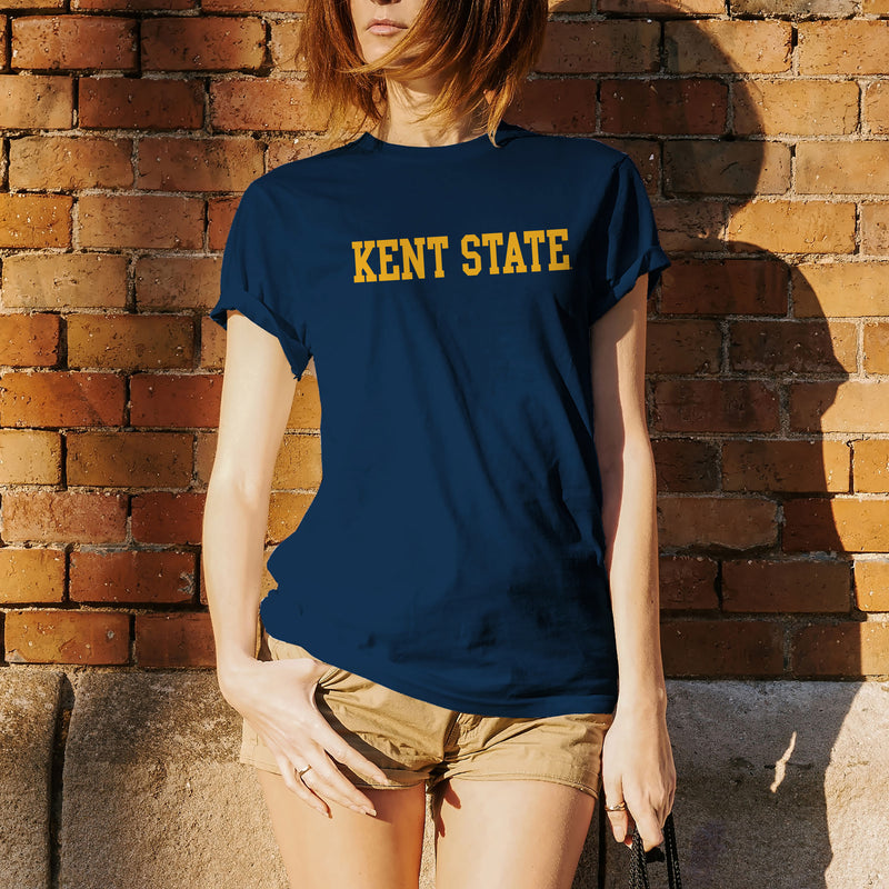 Kent State University Golden Flashes Basic Block Short Sleeve T Shirt - Navy
