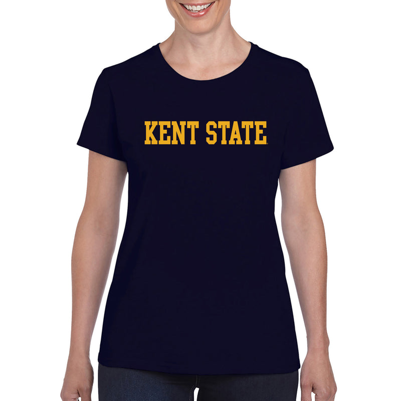 Kent State University Golden Flashes Basic Block Womens Short Sleeve T Shirt - Navy