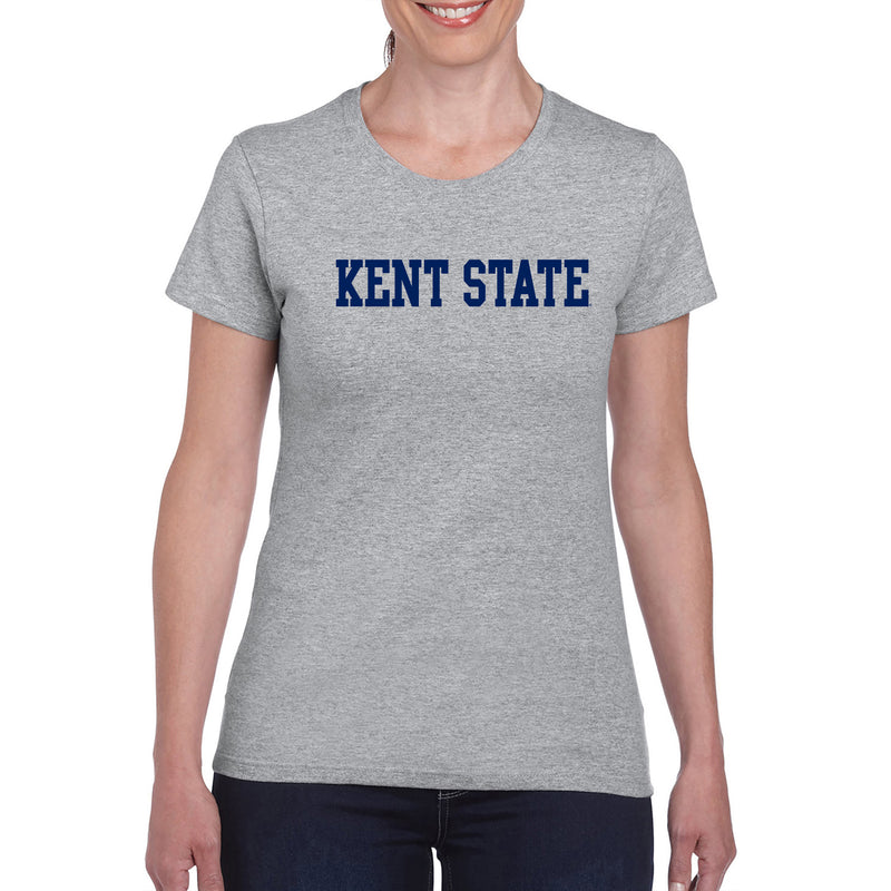 Kent State Golden Flashes Basic Block Womens T Shirt - Sport Grey