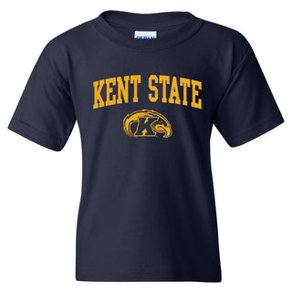 Kent State University Golden Flashes Arch Logo Youth Short Sleeve T Shirt - Navy