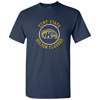 Kent State University Golden Flashes Distressed Circle Logo Short Sleeve T Shirt - Navy