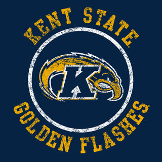 Kent State University Golden Flashes Distressed Circle Logo Short Sleeve T Shirt - Navy