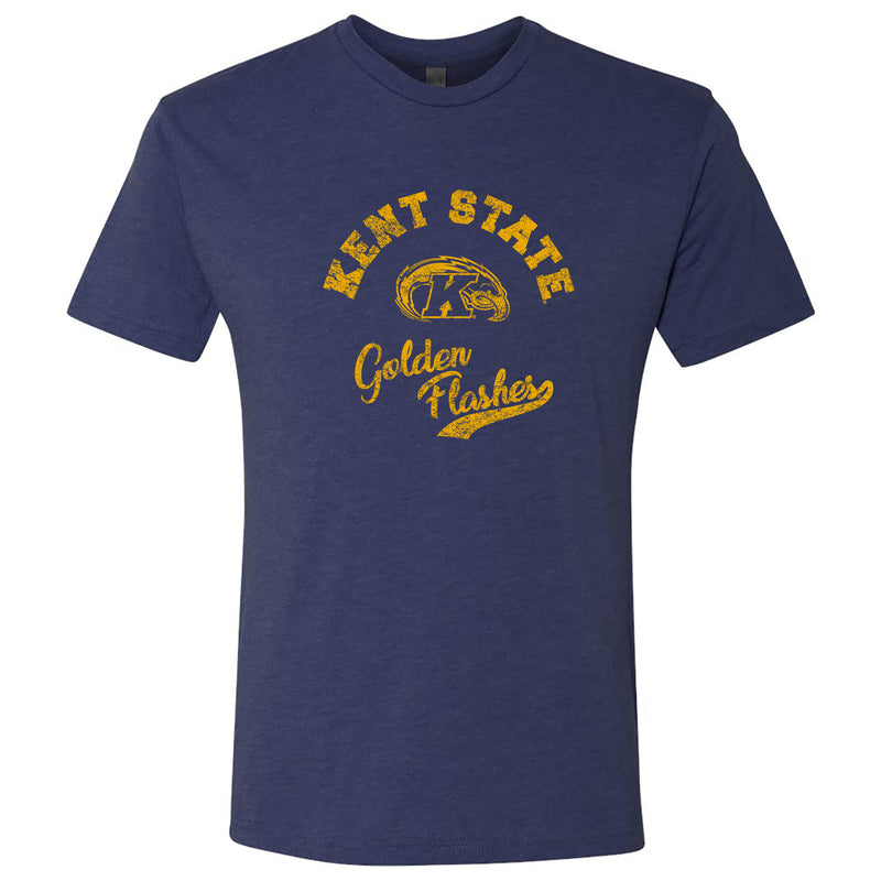 Kent State University Golden Flashes Retro Script Next Level Short Sleeve Triblend T Shirt - Vintage Navy