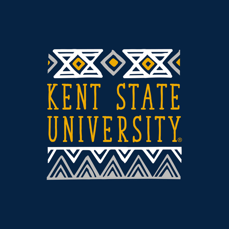 Kent State University Golden Flashes Aztec Pattern Heavy Cotton Long Sleeve T Shirt - Navy
