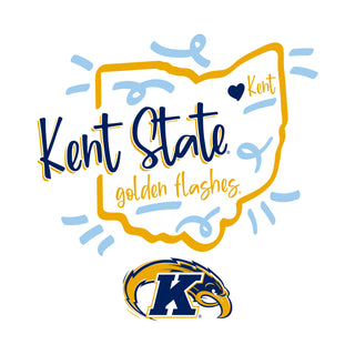 Kent State University Golden Flashes Playful Sketch Cotton Short Sleeve T Shirt - White