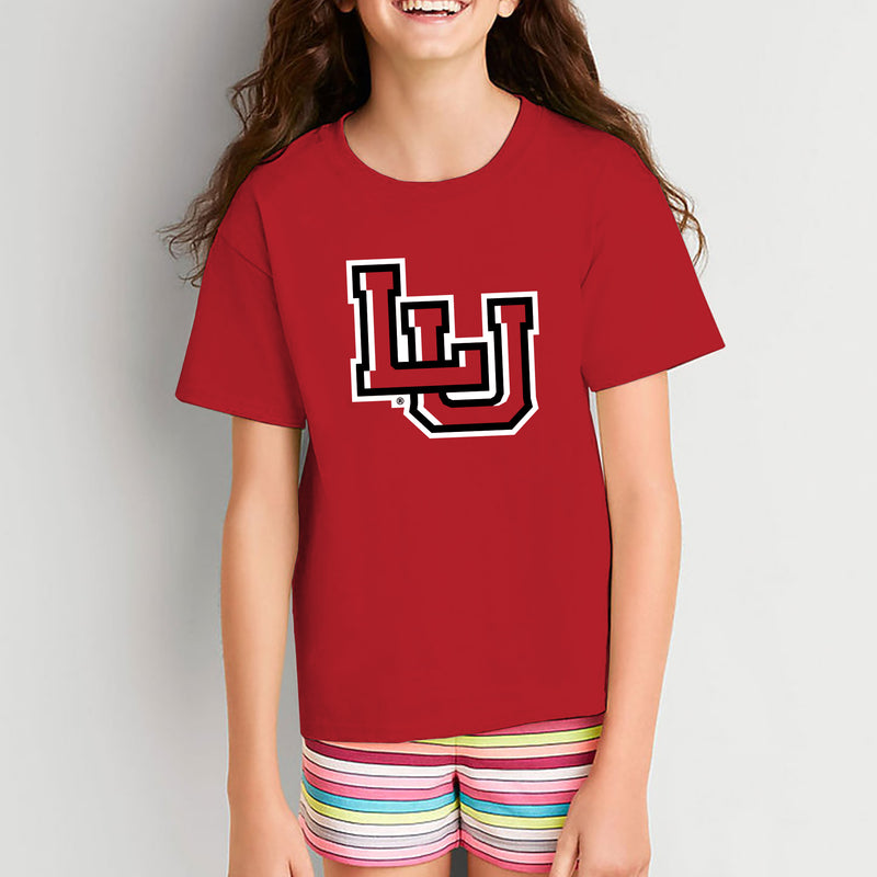 Lamar University Cardinals Primary Logo Short Sleeve Youth T Shirt - Red