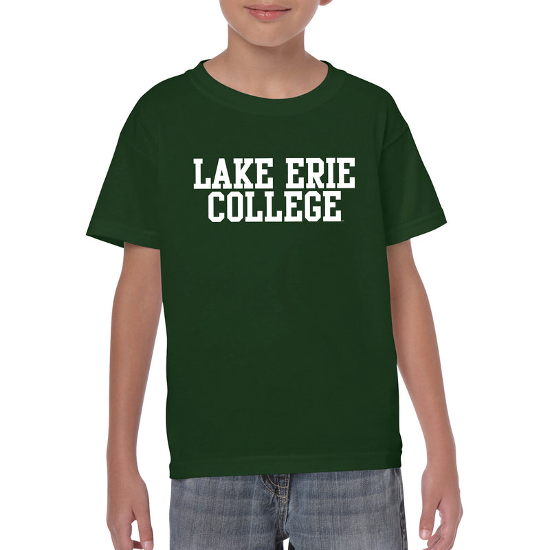 Lake Erie College Storm Basic Block Youth Short Sleeve T Shirt - Forest