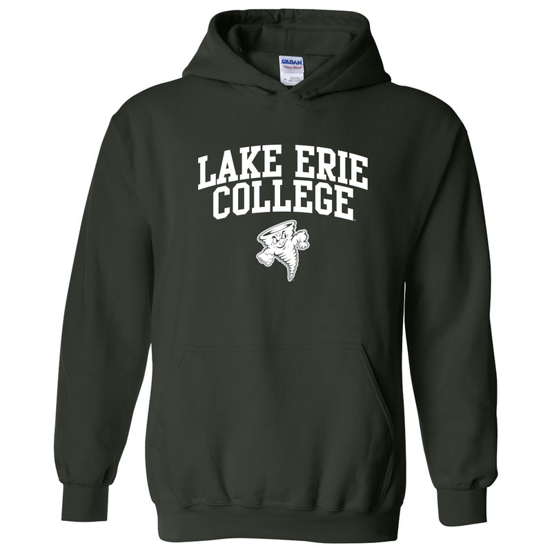 Lake Erie College Storm Arch Logo Heavy Blend Hoodie - Forest