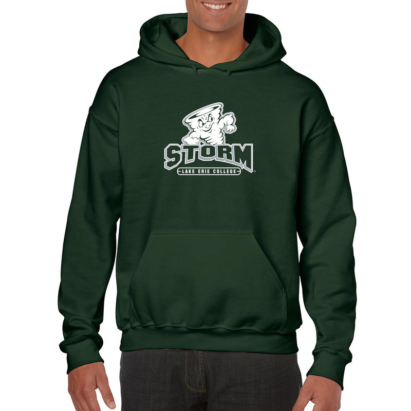 Lake Erie College Storm Primary Logo Heavy Blend Hoodie - Forest