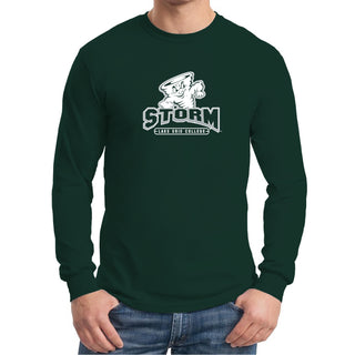 Lake Erie College Storm Primary Logo Long Sleeve T Shirt - Forest