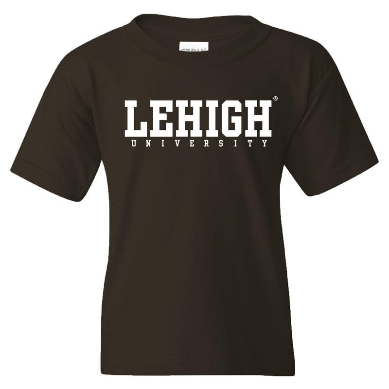Lehigh University Mountain Hawks Basic Block Youth T-Shirt - Dark Chocolate