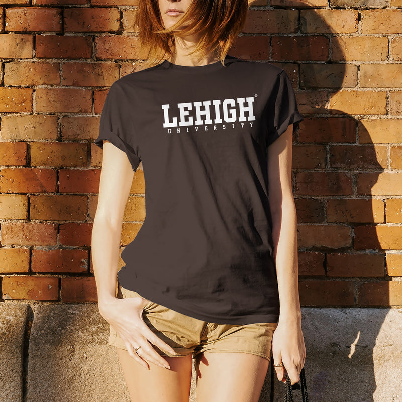 Lehigh University Mountain Hawks Basic Block T-Shirt - Dark Chocolate