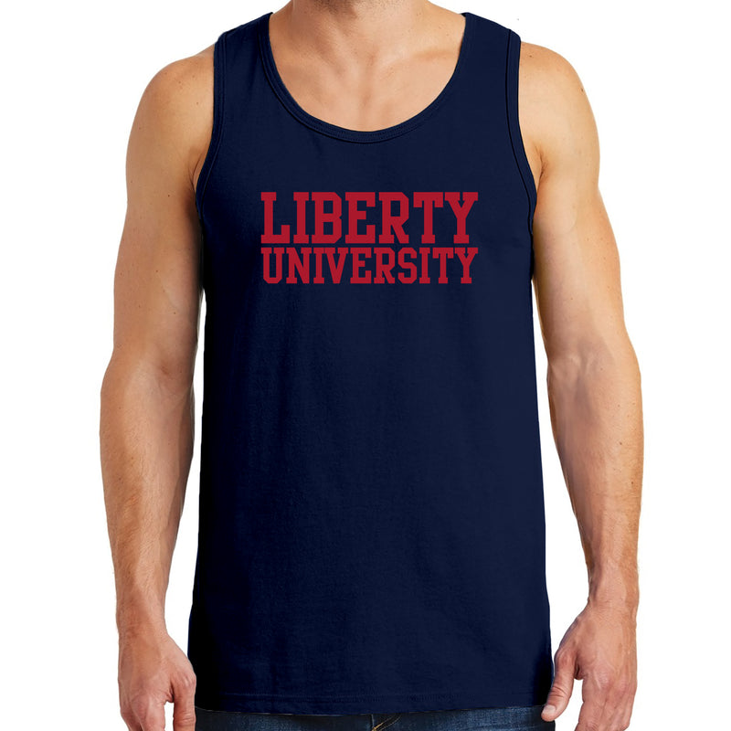 Liberty University Flames Basic Block Tank Top - Navy