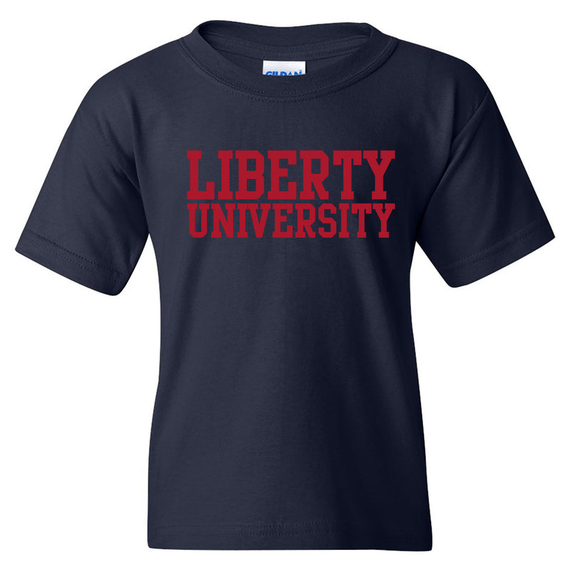 Liberty University Flames Basic Block Youth T Shirt - Navy