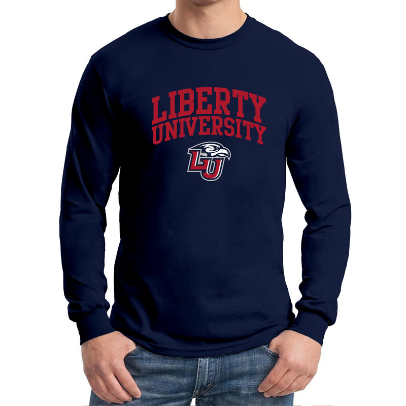 Liberty University Flames Arch Logo Long Sleeve T Shirt - Navy