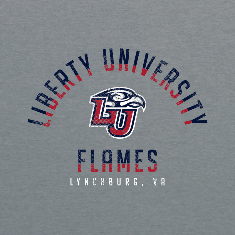 Liberty University Flames Division Arch Canvas Triblend Short Sleeve T Shirt - Athletic Grey