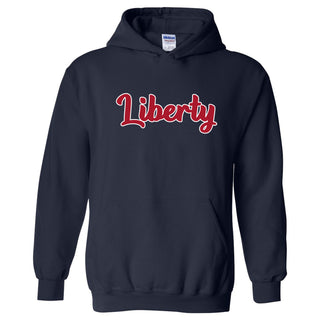 Liberty University Flames Basic Script Heavy Blend Hoodie - Navy