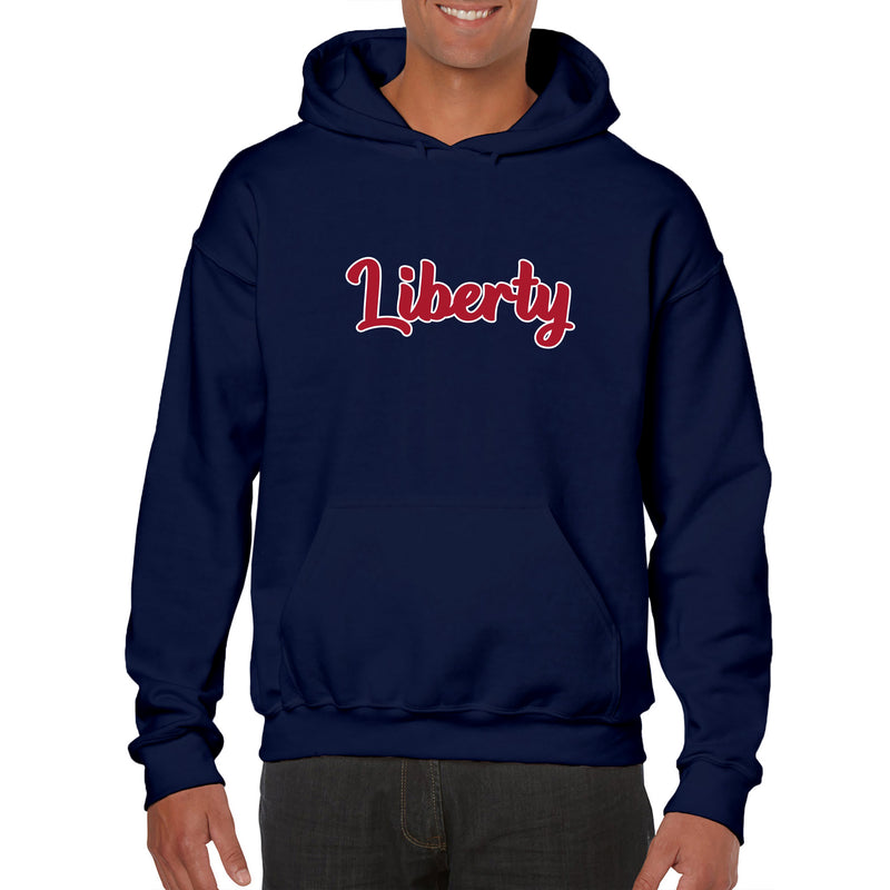 Liberty University Flames Basic Script Heavy Blend Hoodie - Navy