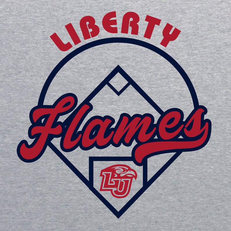 Liberty University Flames Baseball Field T Shirt - Sport Grey