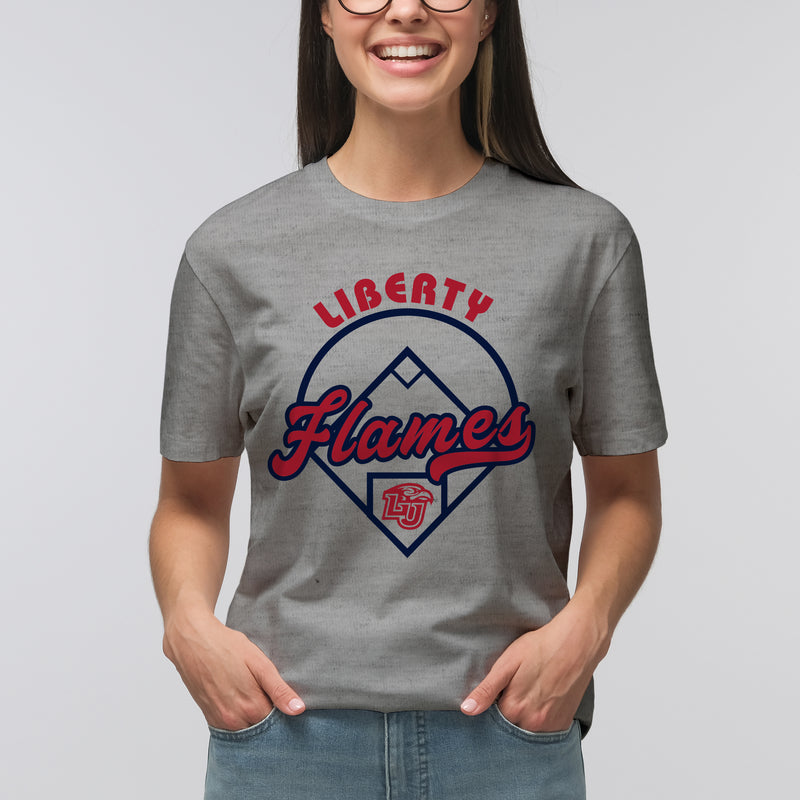 Liberty University Flames Baseball Field T Shirt - Sport Grey