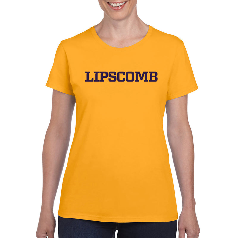 Lipscomb University Bisons Basic Block Womens Short Sleeve T Shirt - Gold
