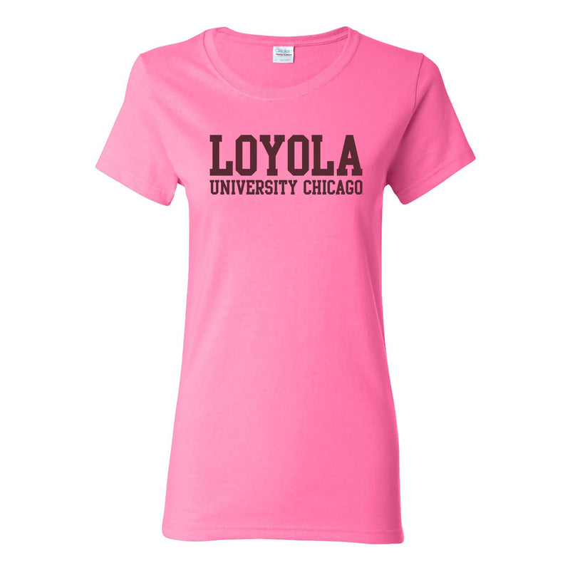 Loyola University Chicago Ramblers Basic Block Womens Short Sleeve T-Shirt - Azalea