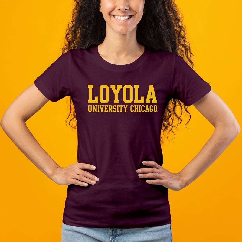 Loyola Chicago Ramblers Basic Block Womens T Shirt - Maroon