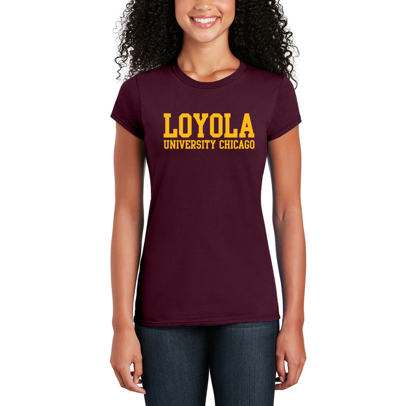 Loyola Chicago Ramblers Basic Block Womens T Shirt - Maroon