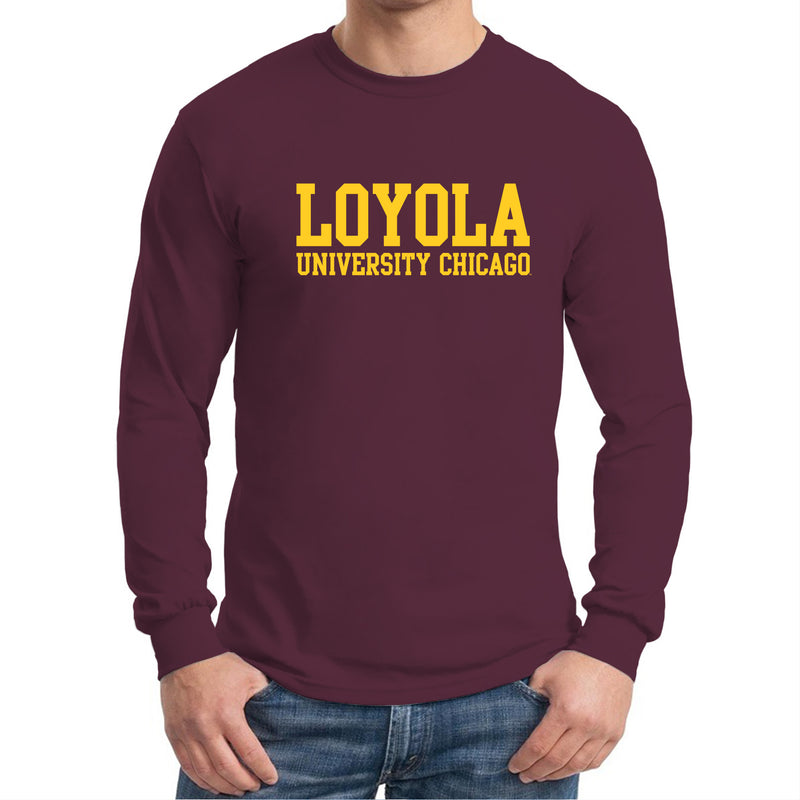Loyola University Chicago Ramblers Basic Block Long Sleeve T Shirt - Maroon