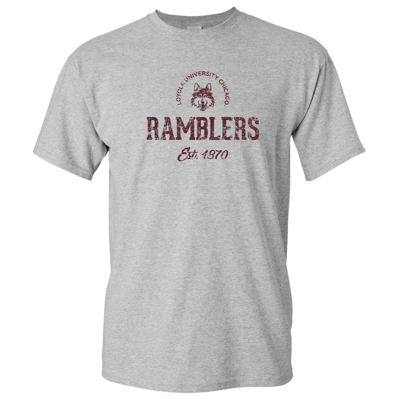 Loyola University Chicago Ramblers Established Arch Short Sleeve T Shirt - Sport Grey