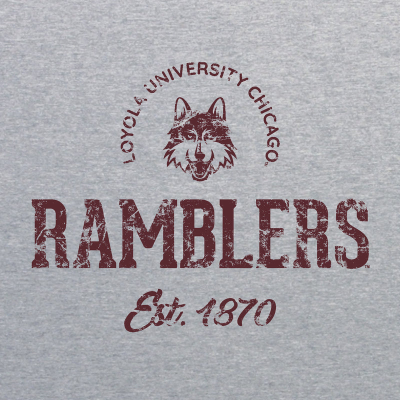 Loyola University Chicago Ramblers Established Arch Short Sleeve T Shirt - Sport Grey
