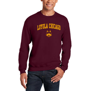 Loyola Chicago Ramblers Arch Logo Crewneck Sweatshirt - Maroon