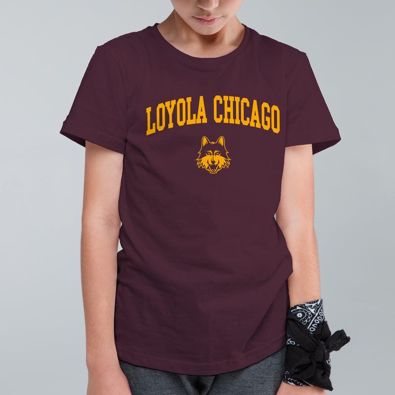 Loyola Chicago Ramblers Arch Logo Youth T Shirt - Maroon