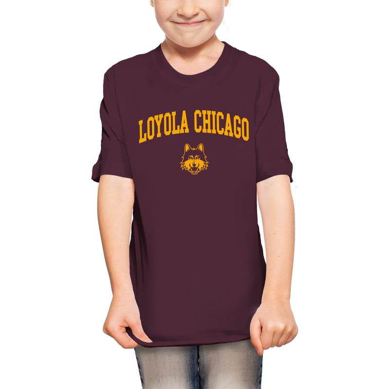 Loyola Chicago Ramblers Arch Logo Youth T Shirt - Maroon