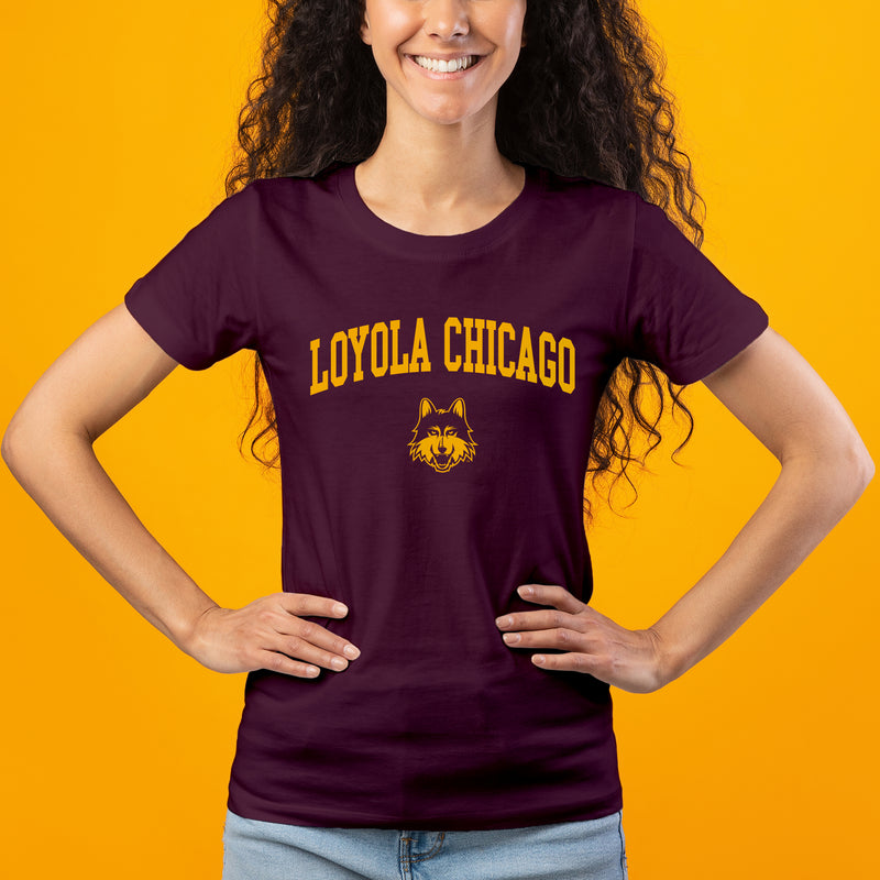 Loyola Chicago Ramblers Arch Logo Womens T Shirt - Maroon